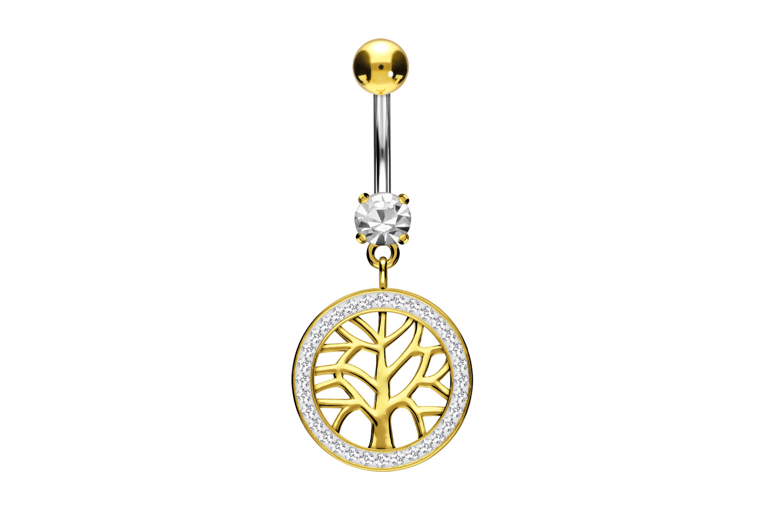Titan Bananabell Piercing mit 925er Silber-Design LEBENSBAUM